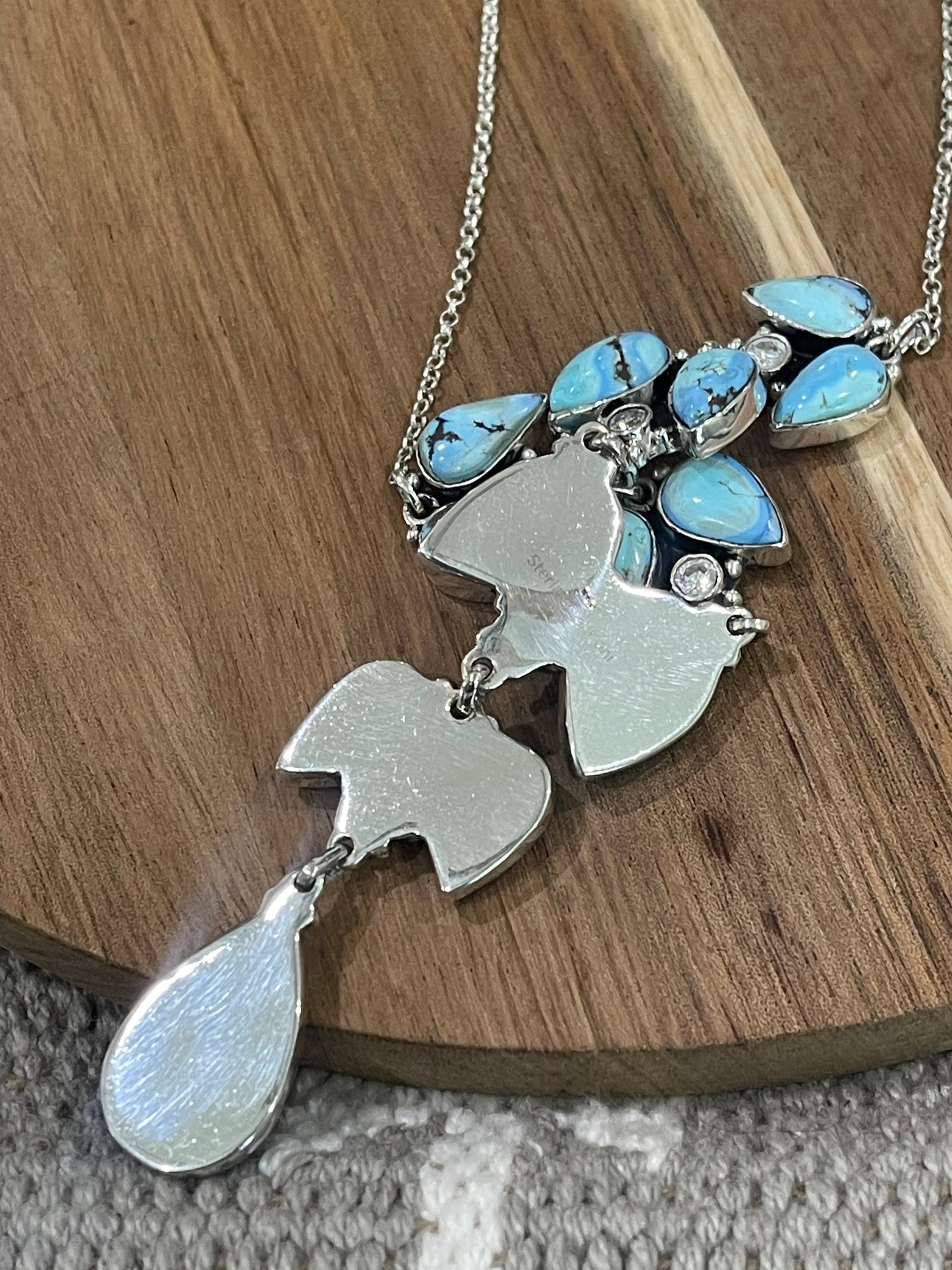 Handmade Sterling Silver, CZ & Golden Hills Cluster Necklace