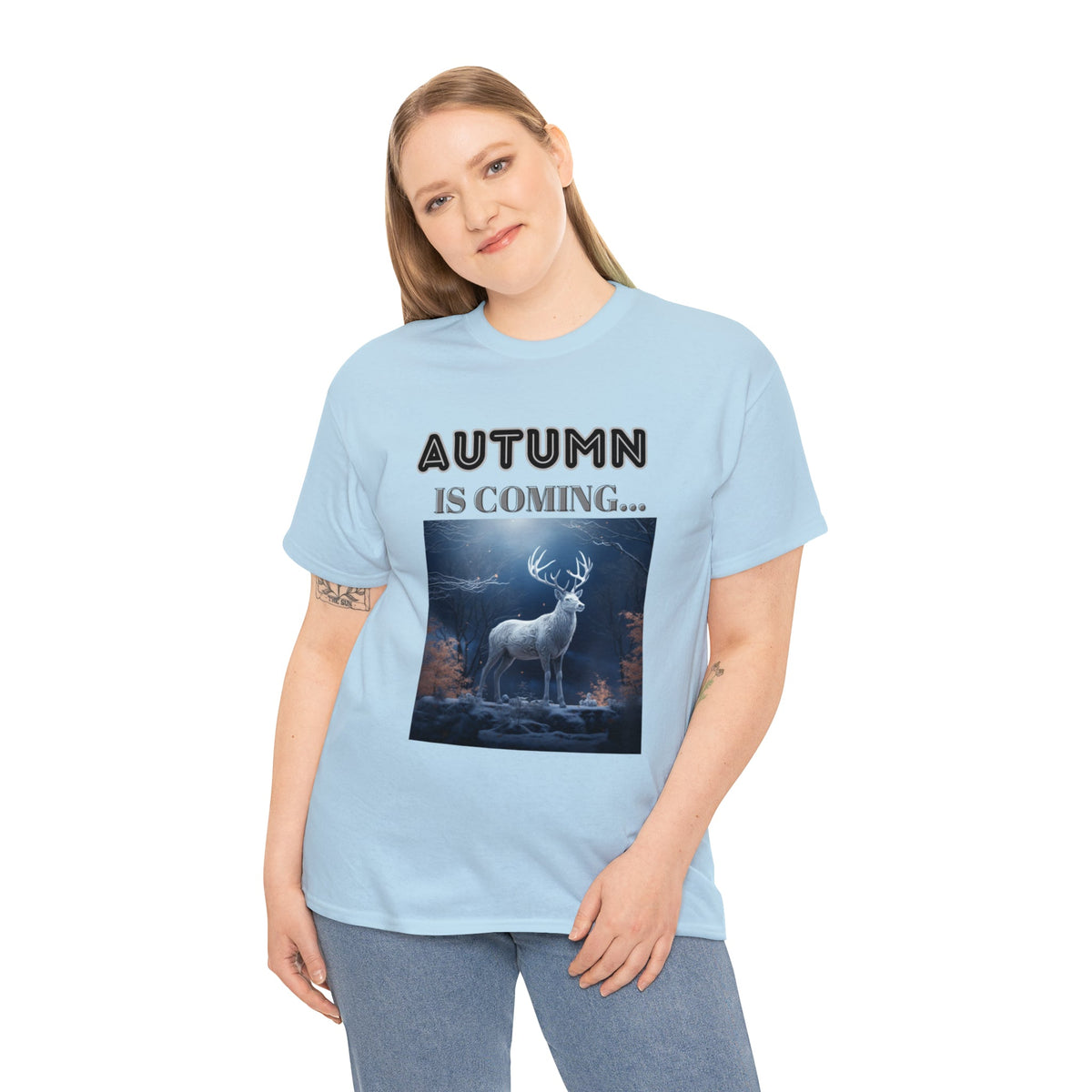 Autumn is coming: Fall Vibes T-shirts | Deer Drinking Brook Leaves Cha