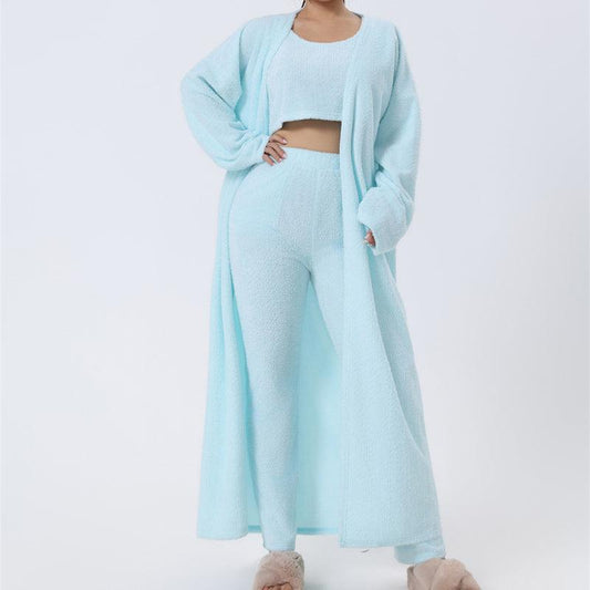 Women's 3-Piece Cozy Lounge Set - Pajama Set with Cardigan