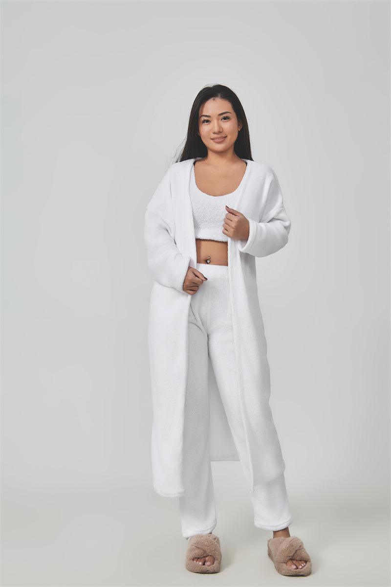Women's 3-Piece Cozy Lounge Set - Pajama Set with Cardigan