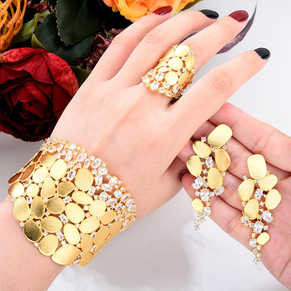 Luxury Bangle Earrings Ring Set
