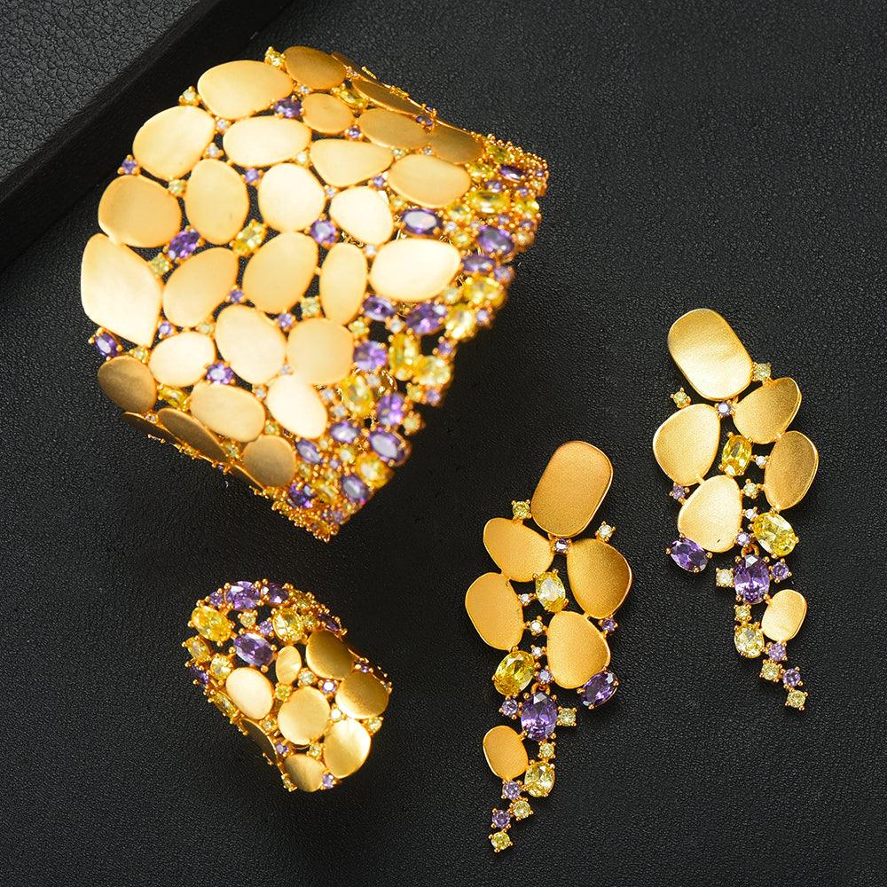 Luxury Bangle Earrings Ring Set