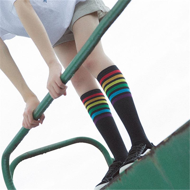 Women's Striped Knee-High Cotton Socks
