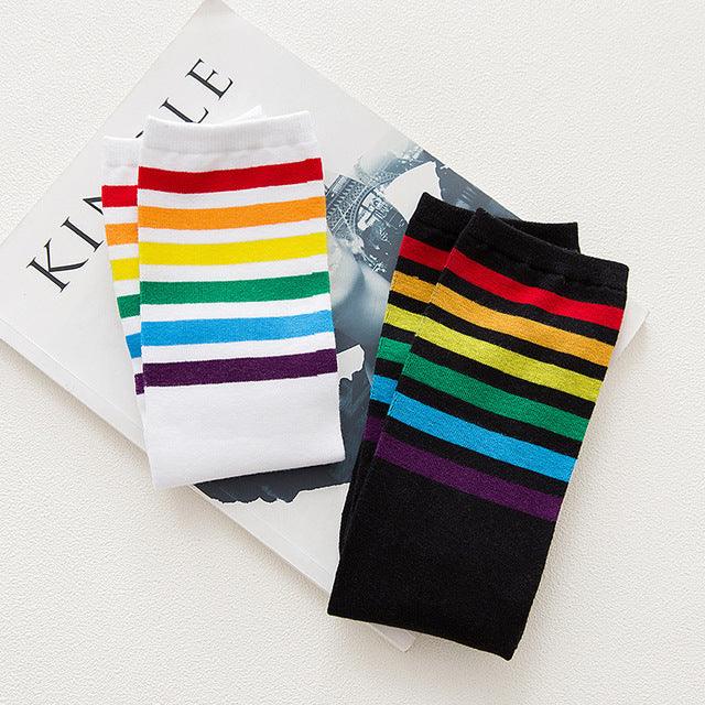 Women's Striped Knee-High Cotton Socks