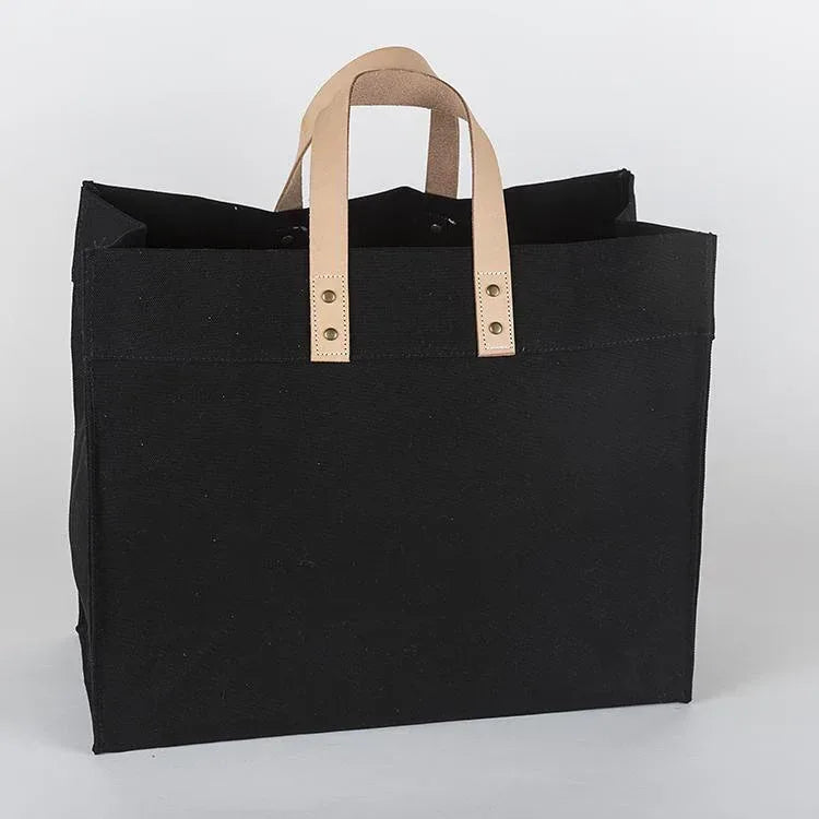 Box Tote Bag Canvas and Leather - Trustymall