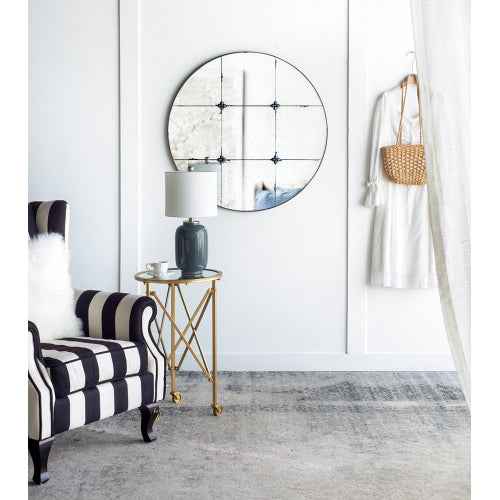 D36" Traditional Decor Style Round Antique Glass Wall Mirror, Wall