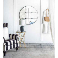 D36" Traditional Decor Style Round Antique Glass Wall Mirror, Wall