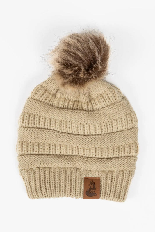 Biscotti Ribbed Knit Hat with Pom