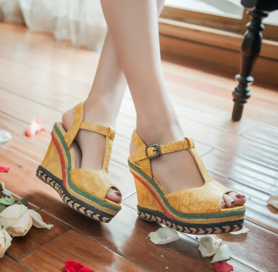 Thick-Soled Women's High Heel Wedge Sandals