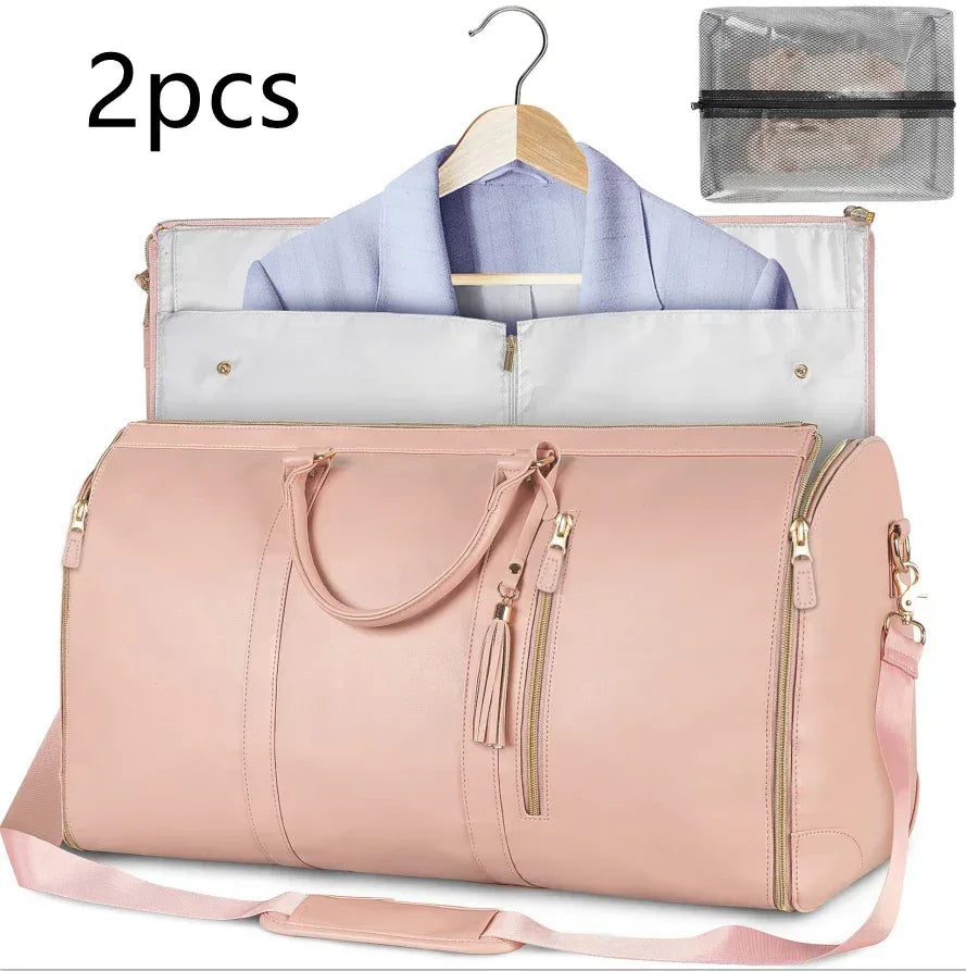 Large Capacity Travel Duffle Bag Women's Handbag Folding Suit Bag Waterproof Clothes Totes - Trustymall