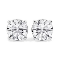 AGI Certified 4 CTW Lab Grown Diamond Stud Earrings in 14K White or