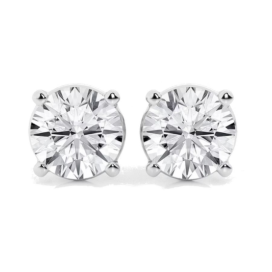AGI Certified 4 CTW Lab Grown Diamond Stud Earrings in 14K White or