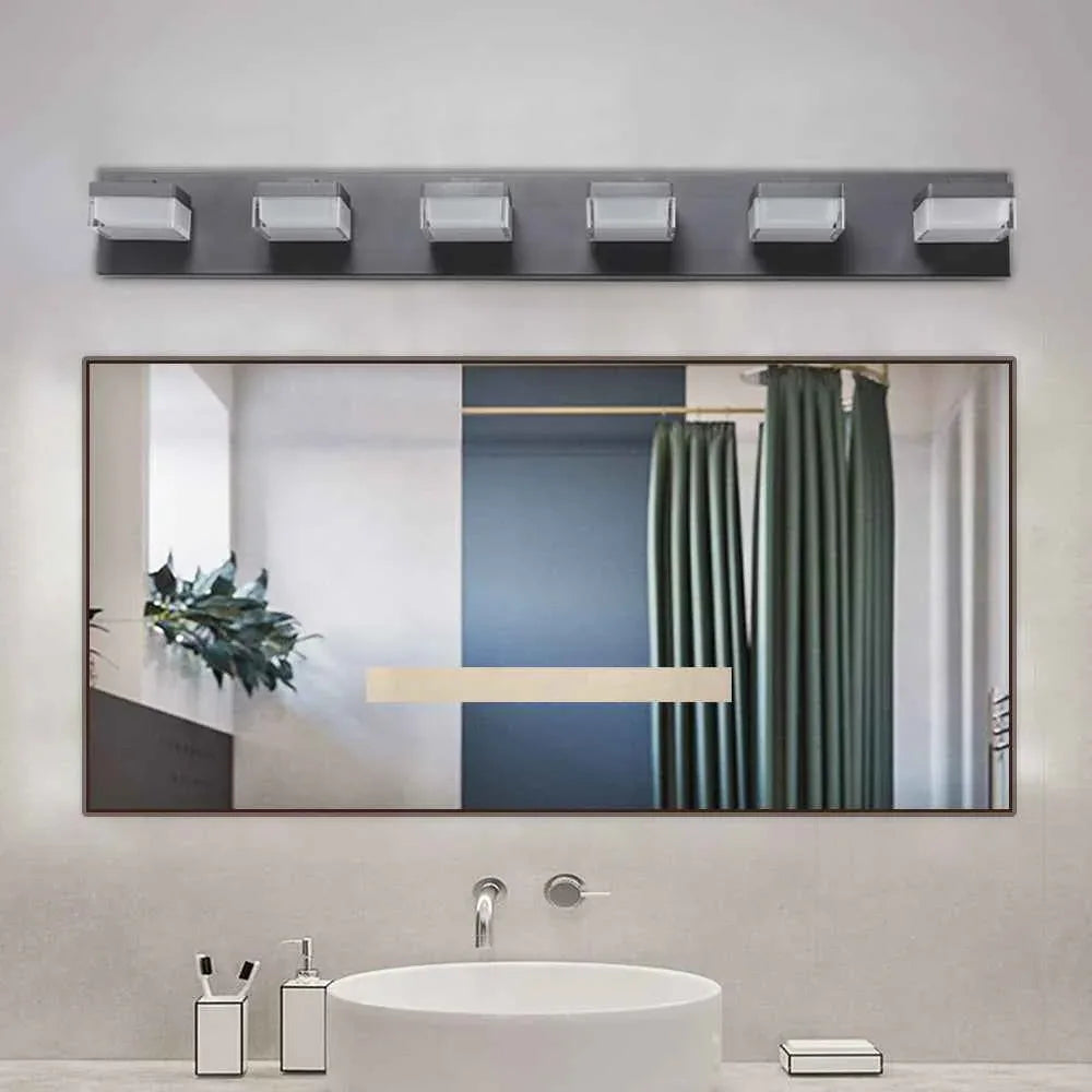 Modern 6-Light Black LED Vanity Mirror Light Fixture For Bathrooms And
