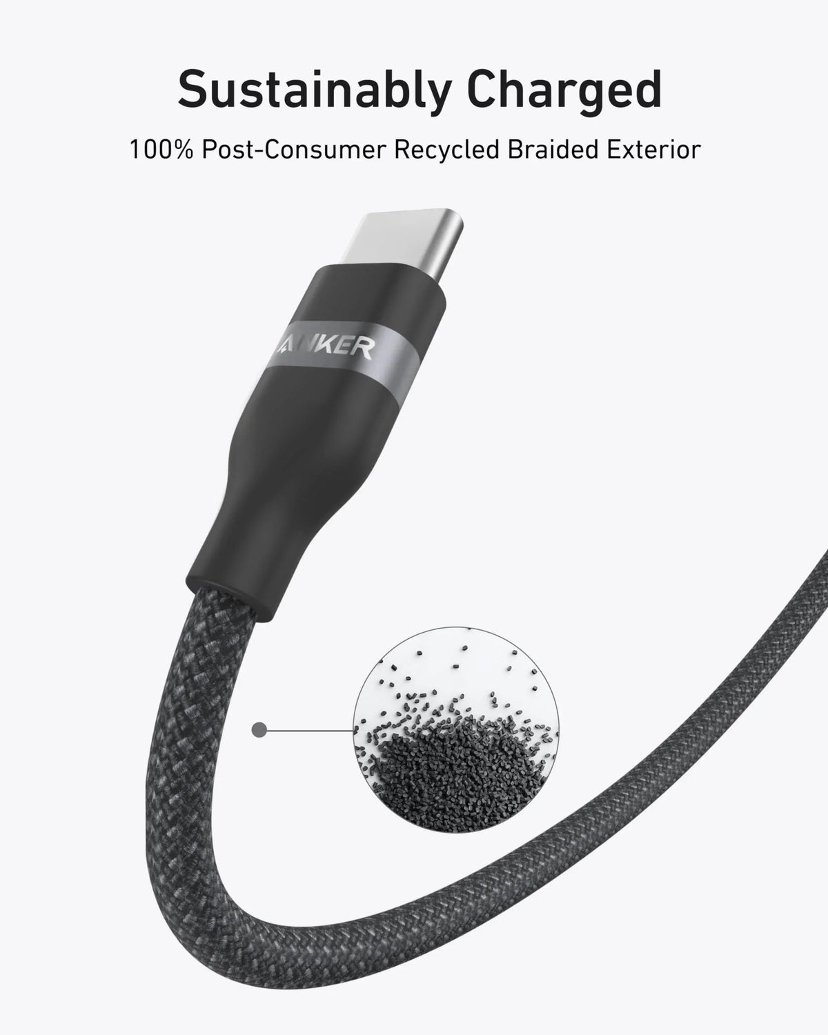 Anker USB-C to USB-C Cable (3 ft / 6 ft, 240W, Upcycled-Braided) - Trustymall