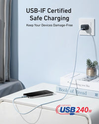 Anker USB-C to USB-C Cable (3 ft / 6 ft, 240W, Upcycled-Braided) - Trustymall