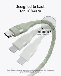 Anker USB-C to USB-C Cable (3 ft / 6 ft, 240W, Upcycled-Braided) - Trustymall