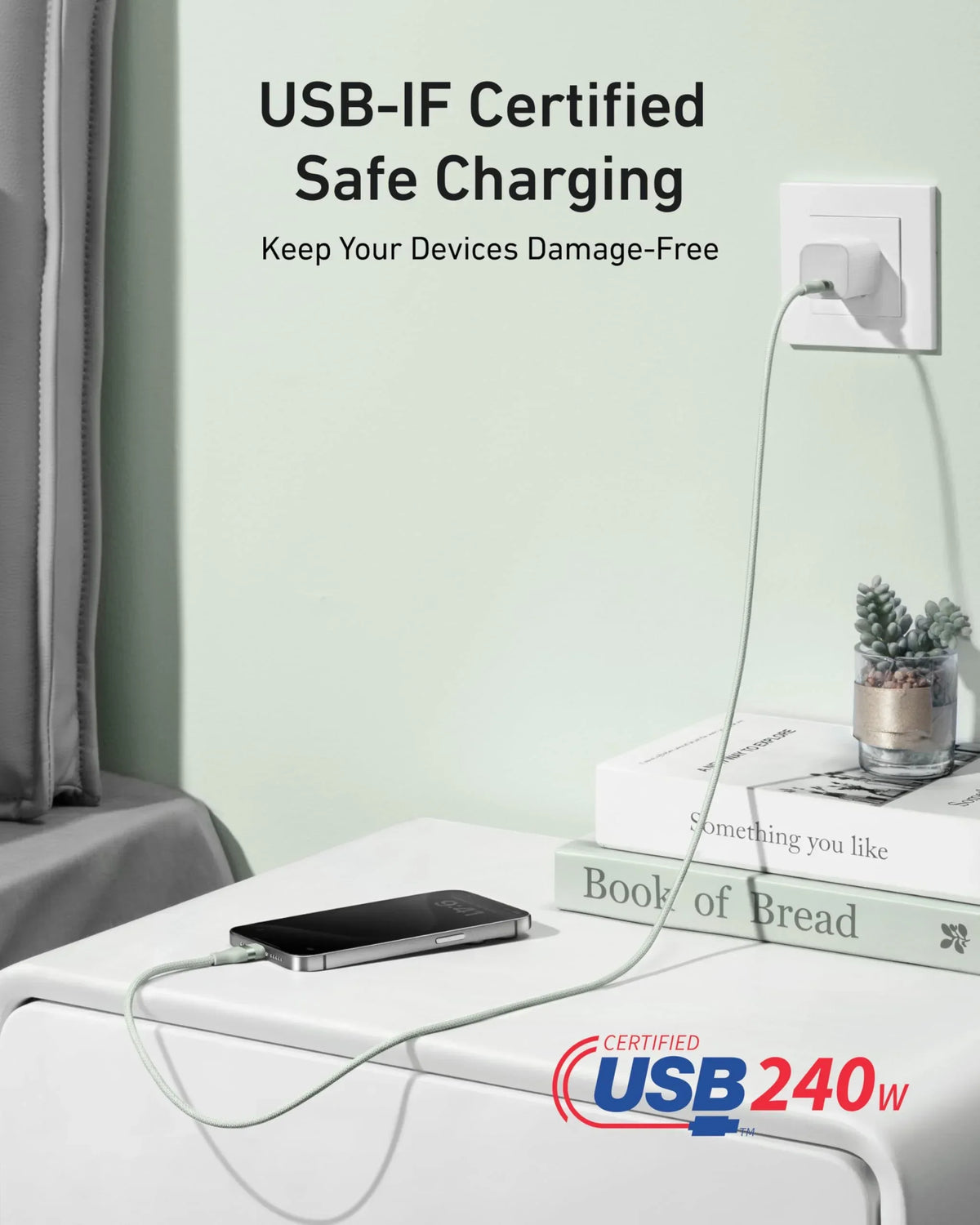 Anker USB-C to USB-C Cable (3 ft / 6 ft, 240W, Upcycled-Braided) - Trustymall