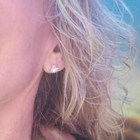 Handmade Sculpted 6mm Silver Spiral Crystal Stud Earrings