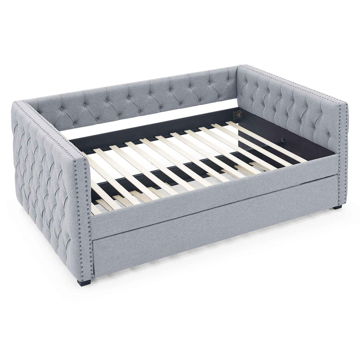 Daybed with Trundle Upholstered Tufted Sofa Bed, with Button and