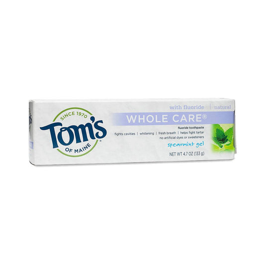 Tom's of Maine Whole Care Toothpaste, Fluoride, Spearmint Gel