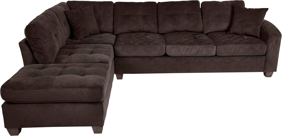 Emilio 2 Piece Reversible Sectional Sofa Chocolate