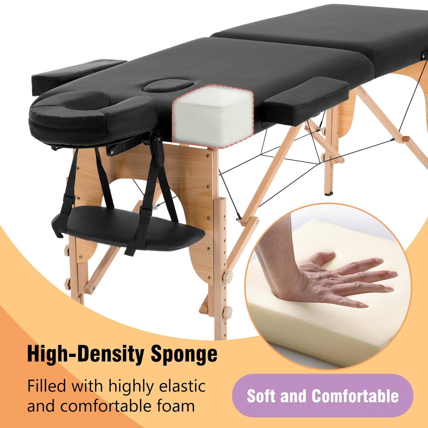 BestMassage Massage Bed Portable Massage Table 24 in Wide Lash Bed Heigh Adjustable 2 Folding with Non-Woven Bag for Spa Footmassage Facial CareSpa Tattoo