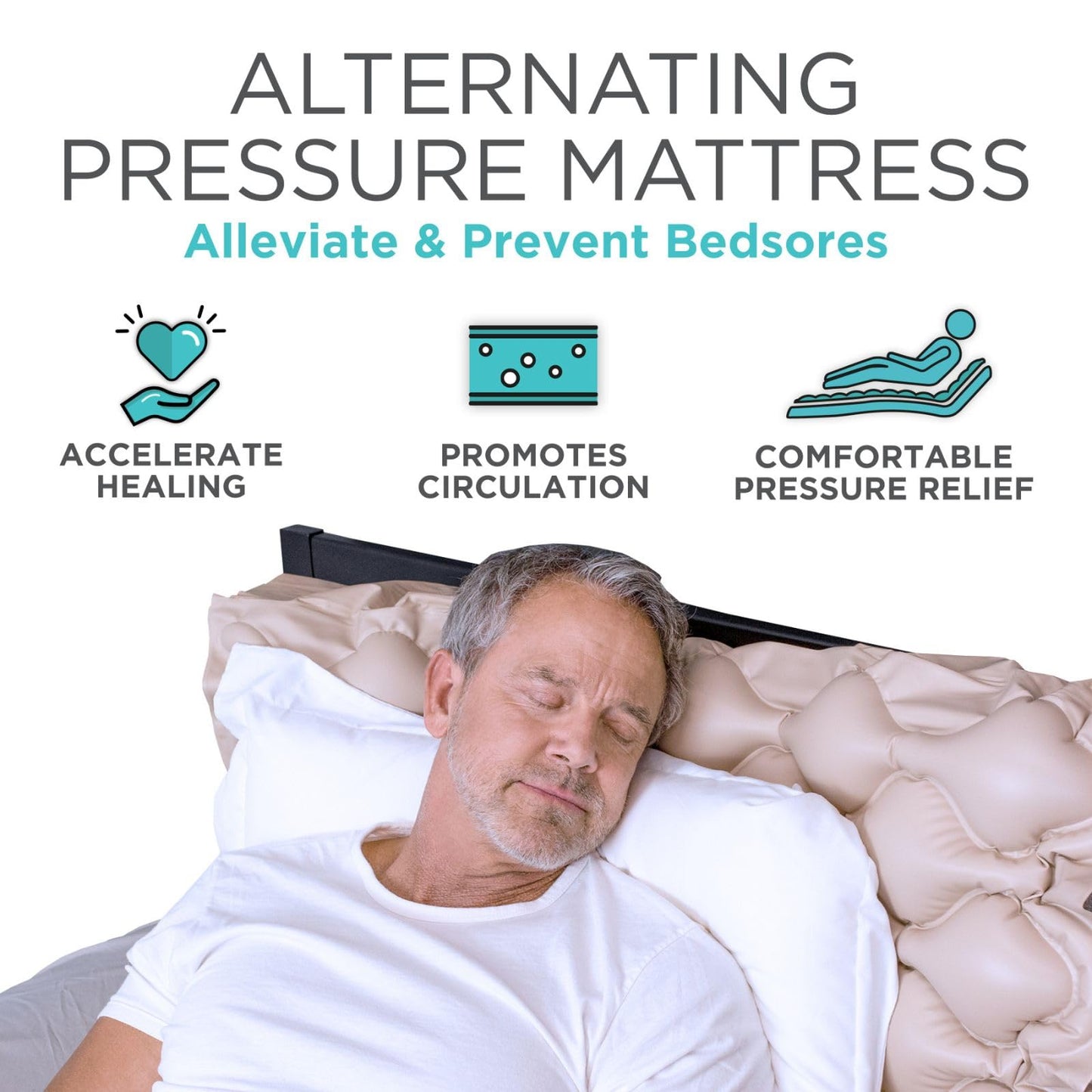 Vive Alternating Air Pressure Mattress Pad - The Original Bed Sore Prevention Solution - Hospital & Home Mattress Topper - Includes Waterproof, Heat Resistant Ulcer Cushion Pad & Whisper Quiet Pump