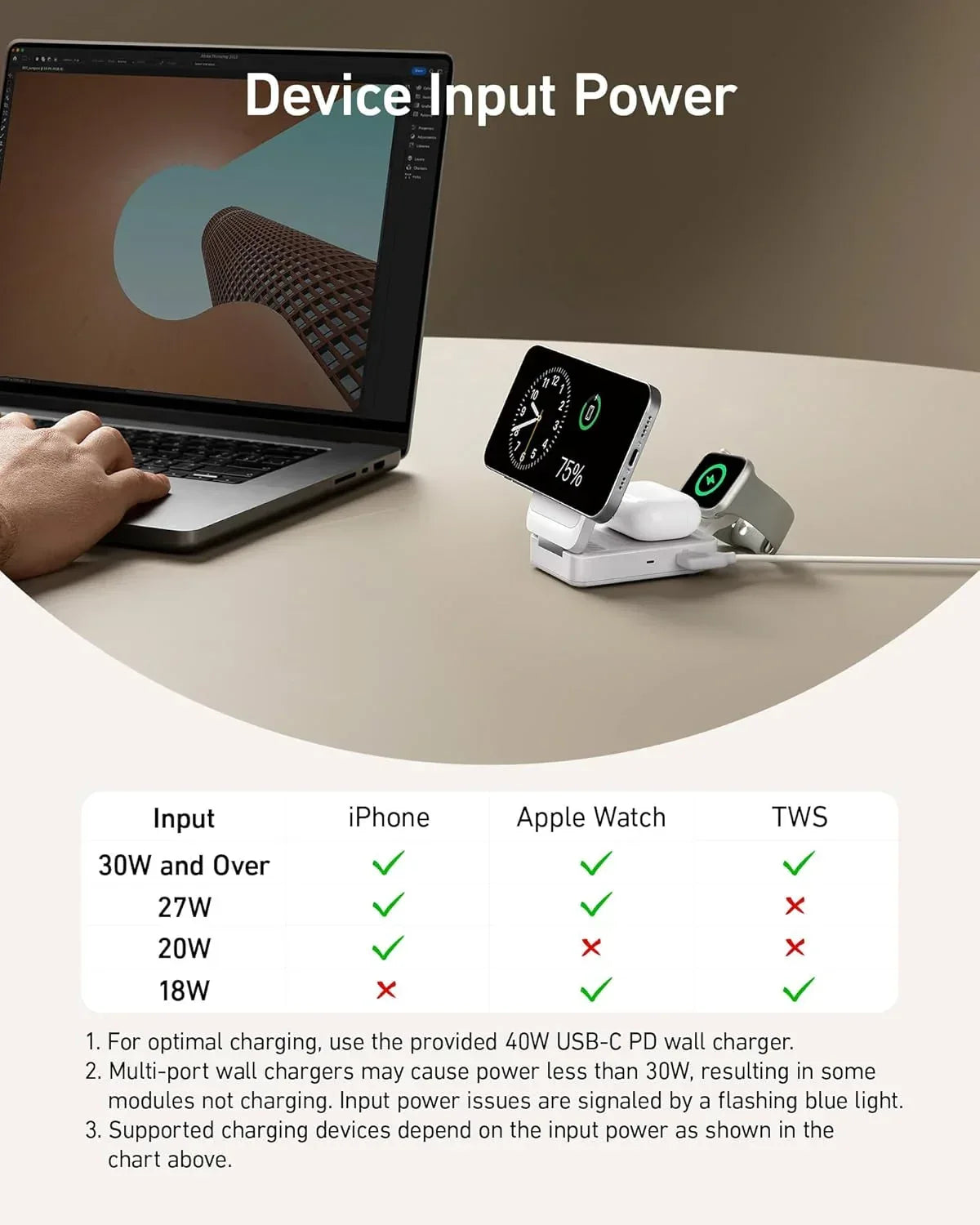 Anker MagGo Wireless Charging Station (Foldable 3-in-1) - Trustymall