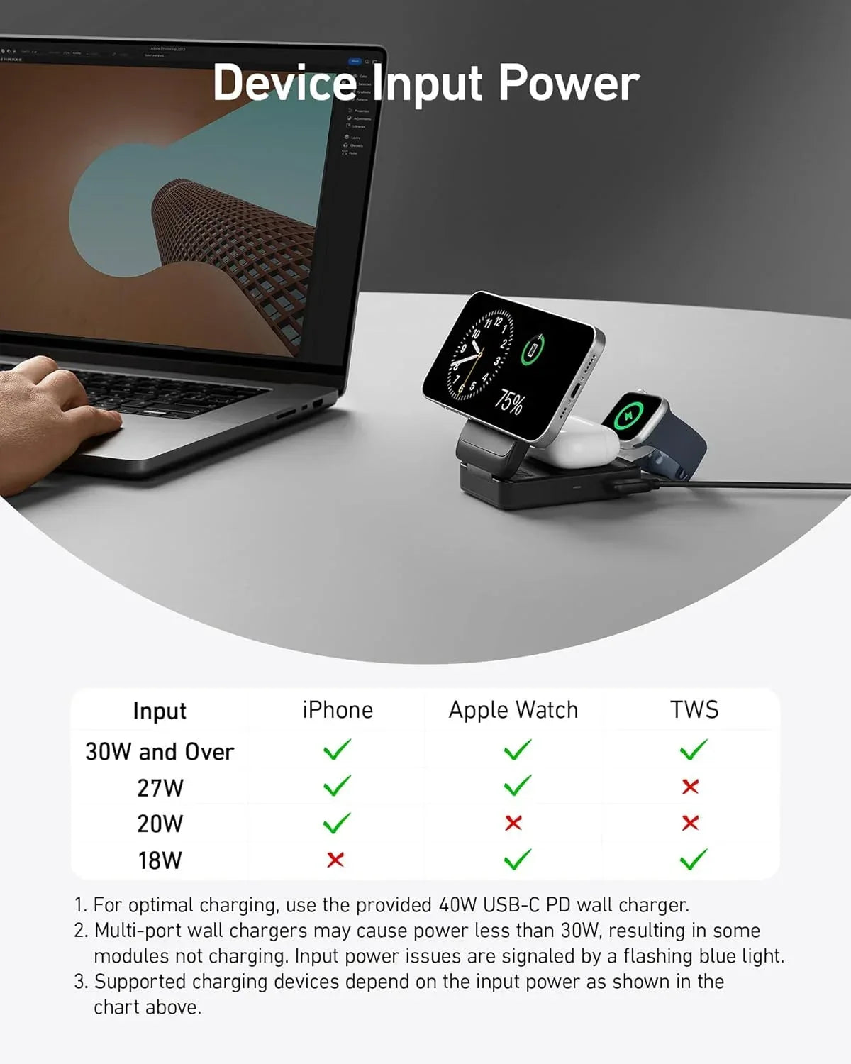 Anker MagGo Wireless Charging Station (Foldable 3-in-1) - Trustymall