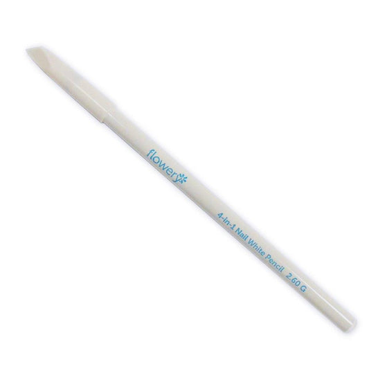 Flowery Nail White Pencil With Cuticle Pusher Cap - Set Of 3