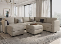 Oversized U Shaped Sectional Sofa With Hidden Storage
