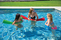 WOW Watersports lime green dipped foam pool noodle shown on white background.