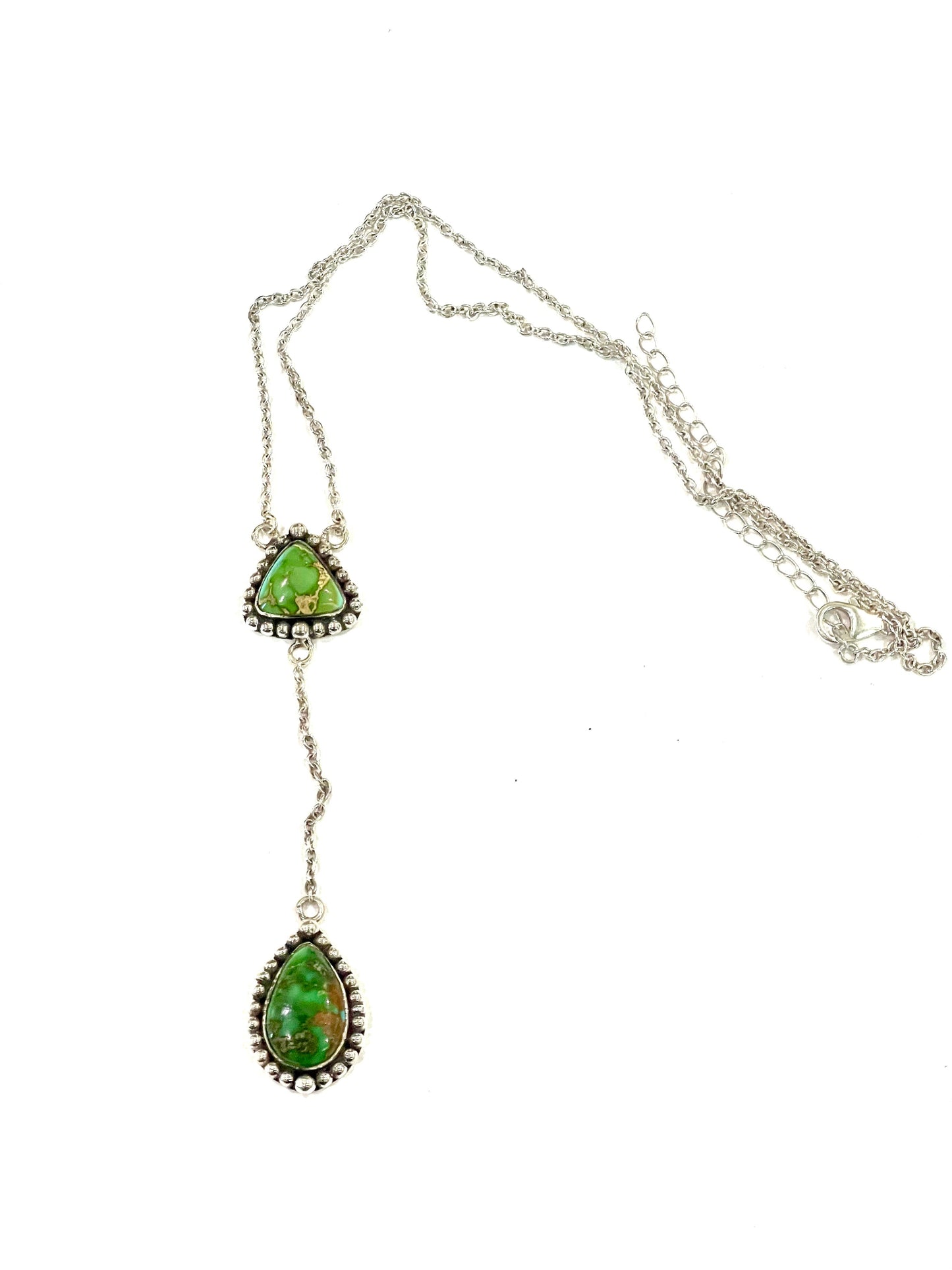 Handmade Sterling Silver & Sonoran Mountain Turquoise 2 Stone Drop Necklace