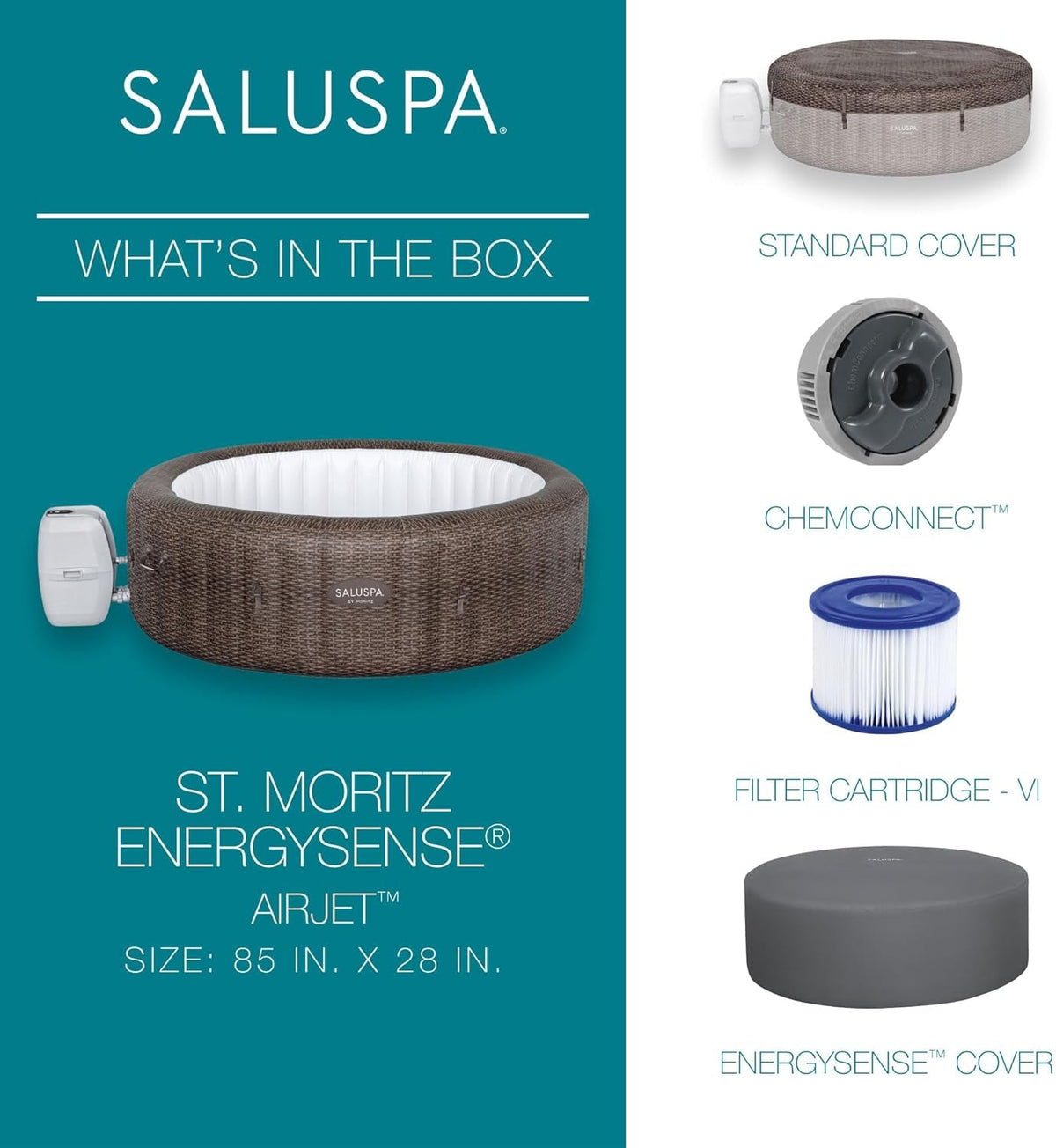 SaluSpa St Moritz Inflatable Hot Tub 7 Person 180 Jets