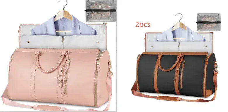 Large Capacity Travel Duffle Bag Women's Handbag Folding Suit Bag Waterproof Clothes Totes - Trustymall