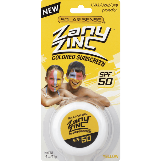 , (Solar Sense) Solar Zany Zinc Colored Sunscreen, Yellow, SPF 50