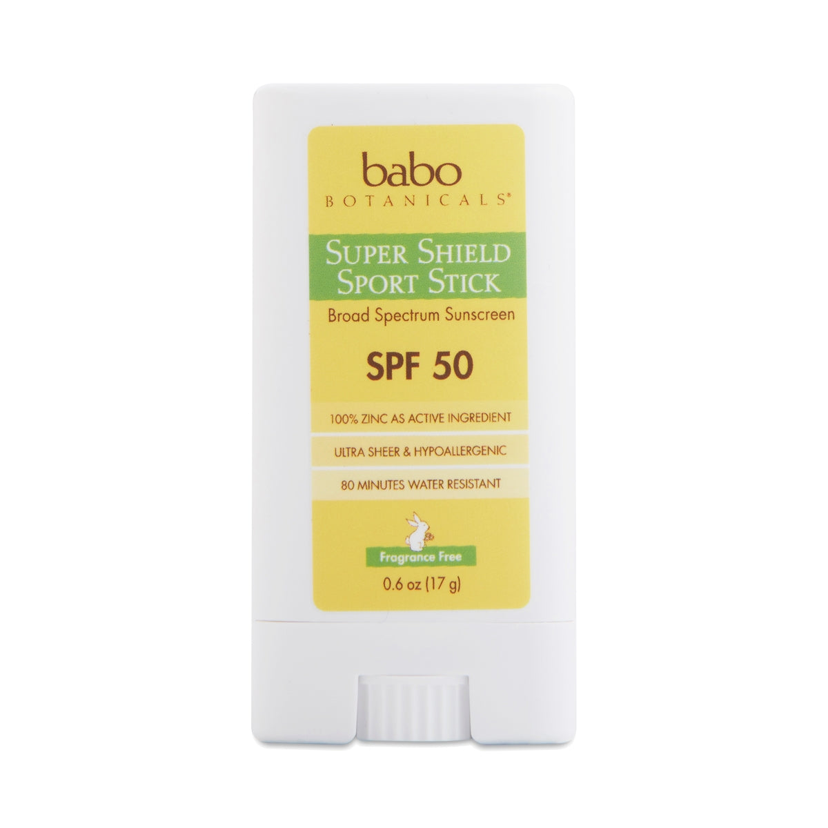 Babo Botanicals SPF 50 Super Shield Sport Stick Sunscreen, Fragrance Free