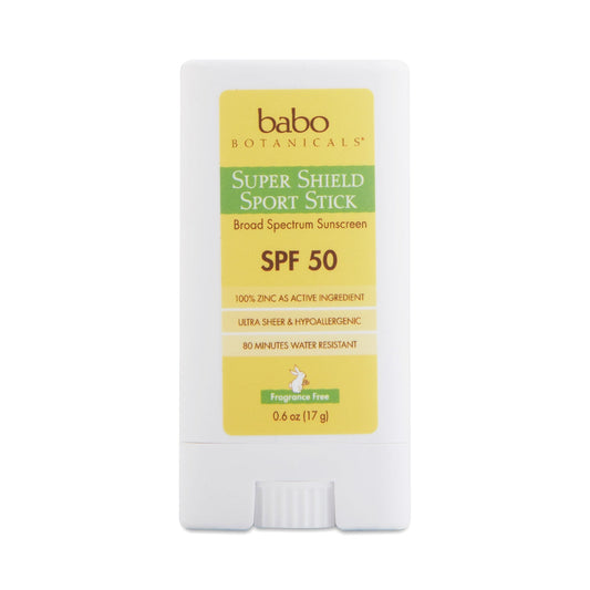 Babo Botanicals SPF 50 Super Shield Sport Stick Sunscreen, Fragrance Free