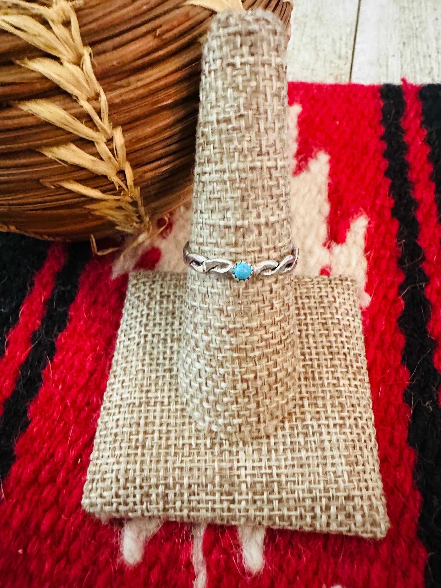 Handcrafted Turquoise & Sterling Silver Twisted Band Ring