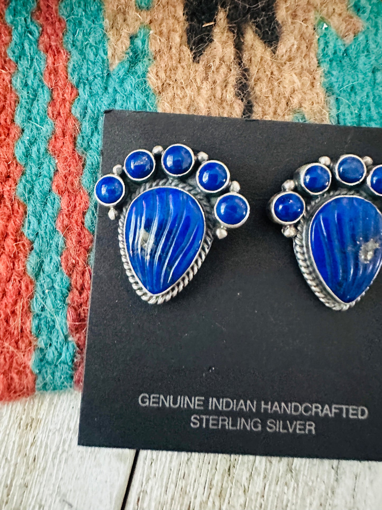 Handcrafted Old Pawn Sterling Silver & Lapis Clip On Earrings