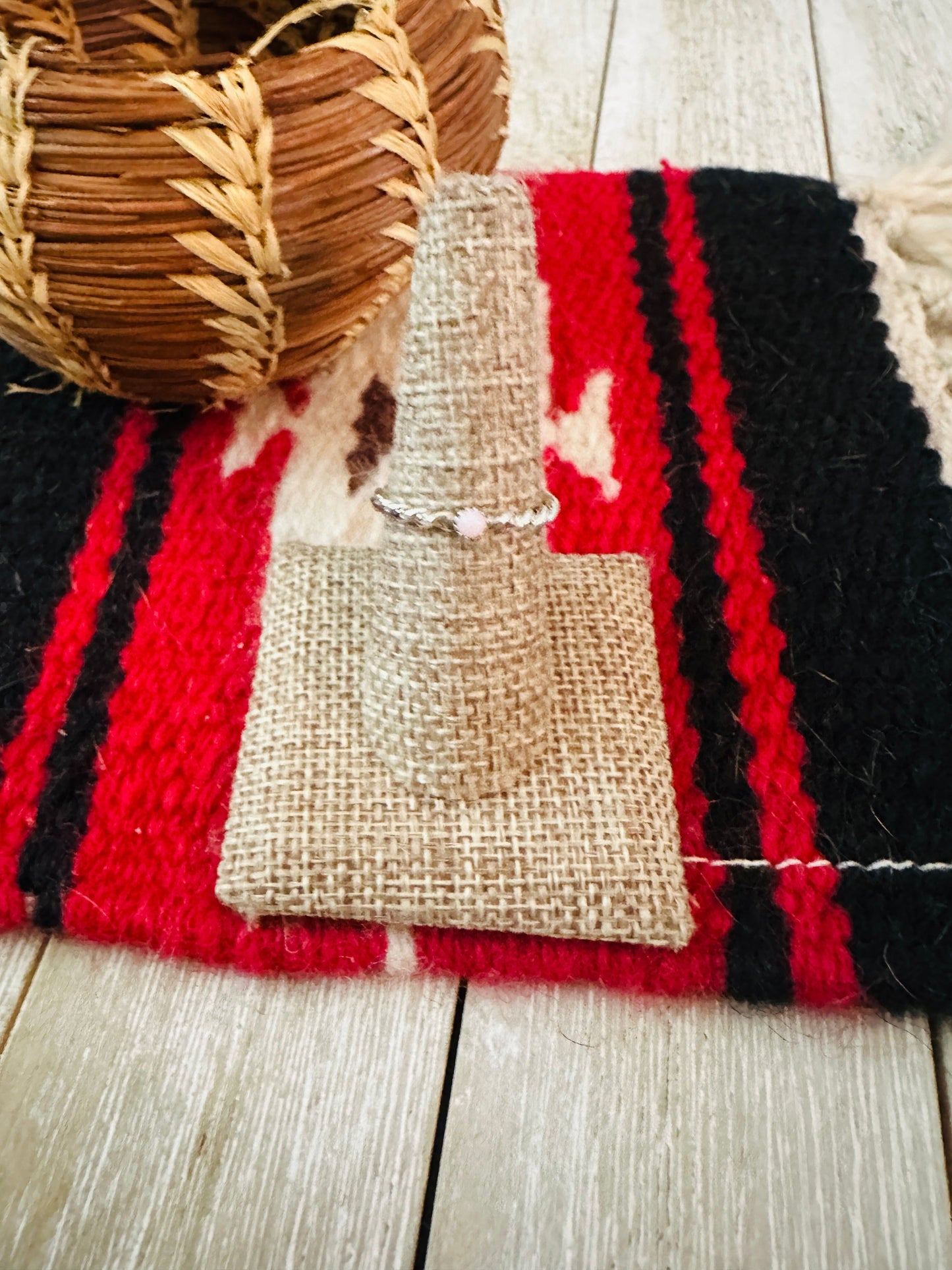 Handcrafted Queen Pink Conch  & Sterling Silver Twisted Band Ring