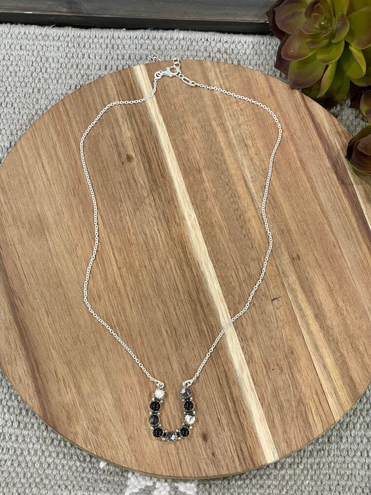 Handmade Sterling Silver & White Buffalo Horseshoe Necklace