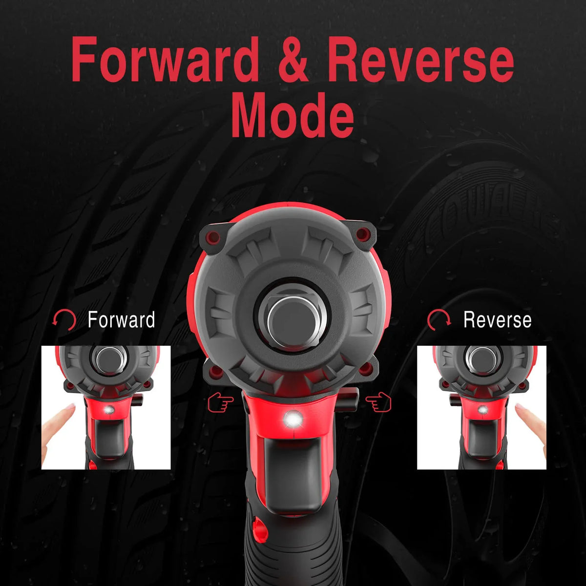 Impact wrench being used to tighten a bolt during automotive repair.