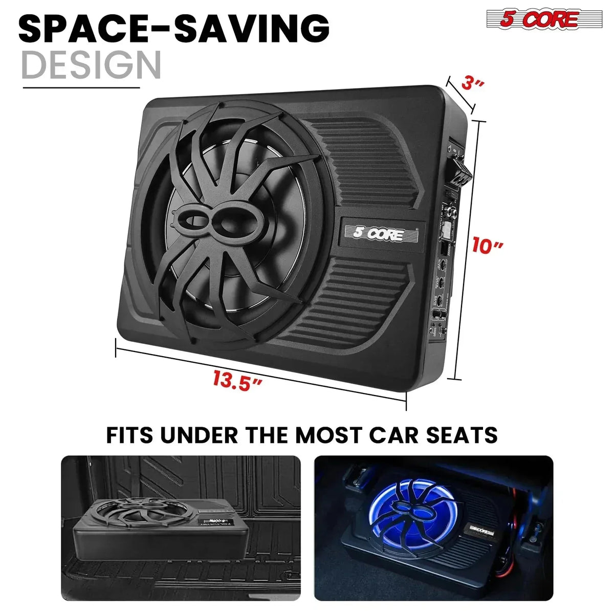 5Core 10 Inch Slim under Seat Car Audio Subwoofer 800W Built in - Trustymall