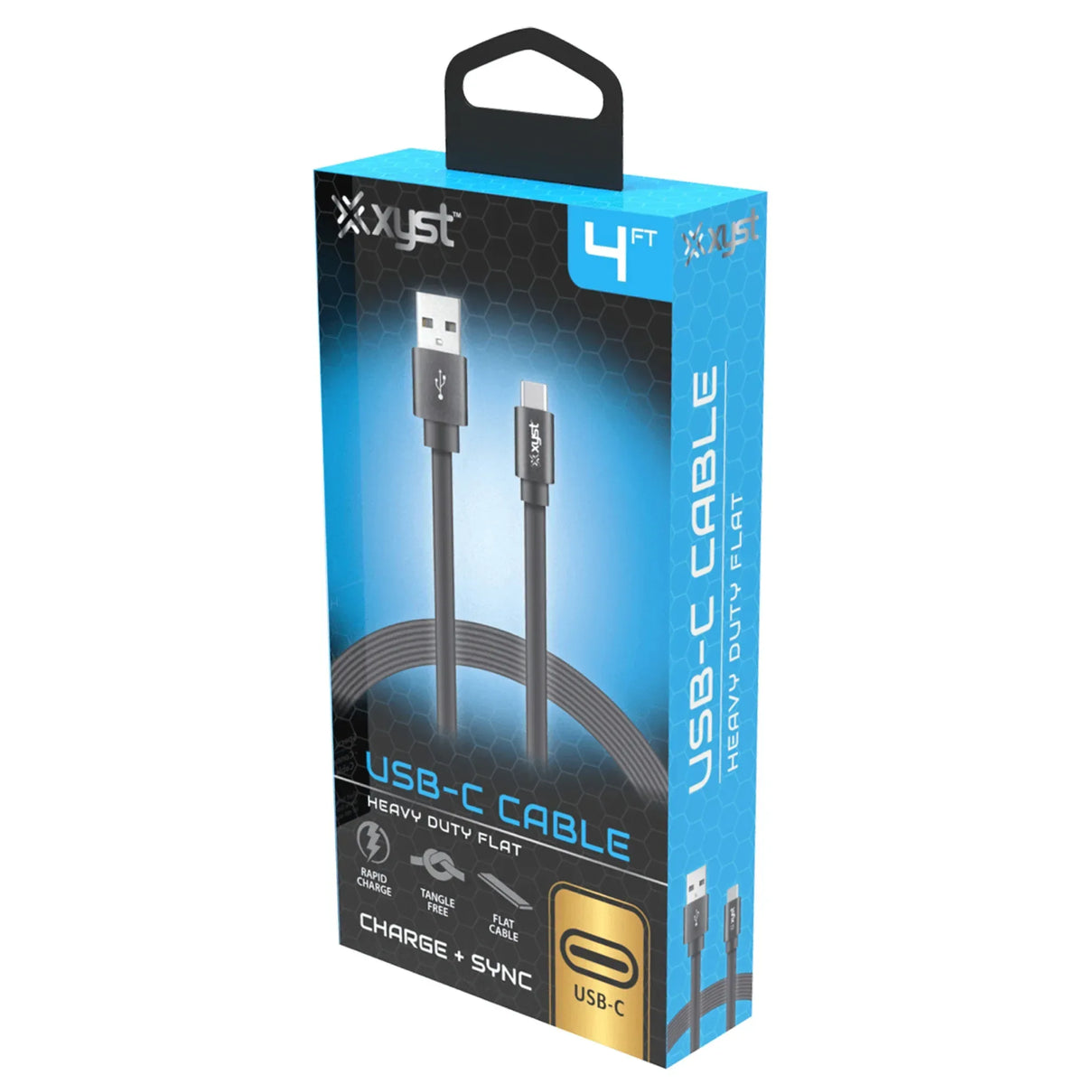 Xyst Charge and Sync USB to USB-C Flat Cable 4Ft - Trustymall