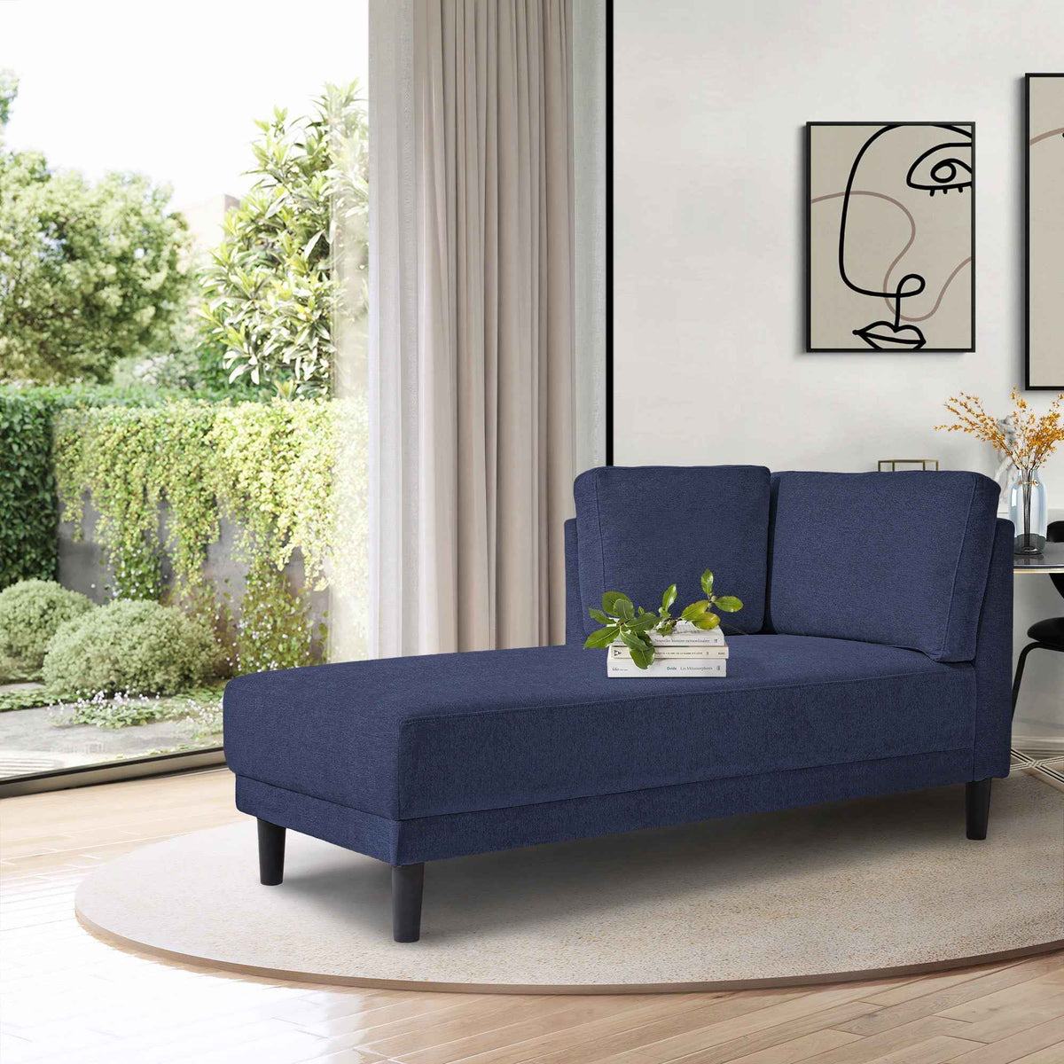 65" Mid-Century Modern Fabric Corner Lounge Chair, Upholstered Indoor