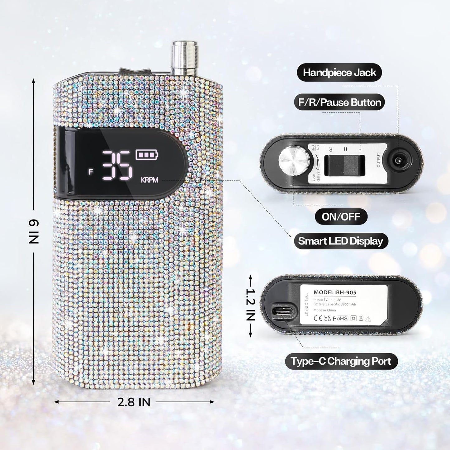 Crown Nail Lamp & Wand Nail Drill Bundle – Crystal Diamond