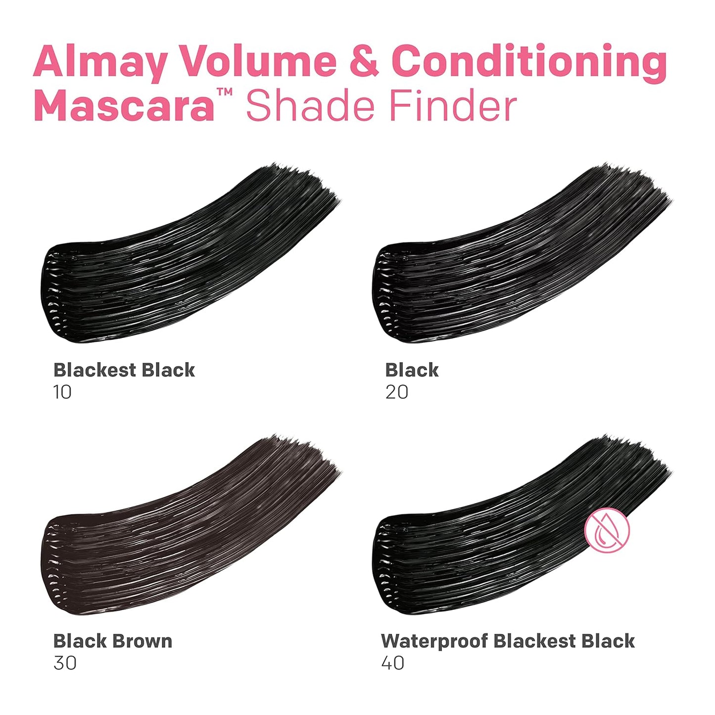 2-PACK Almay Volume & Conditioning Mascara, Hydrating All Day Wear, 10 Blackest Black, 0.27 fl oz.