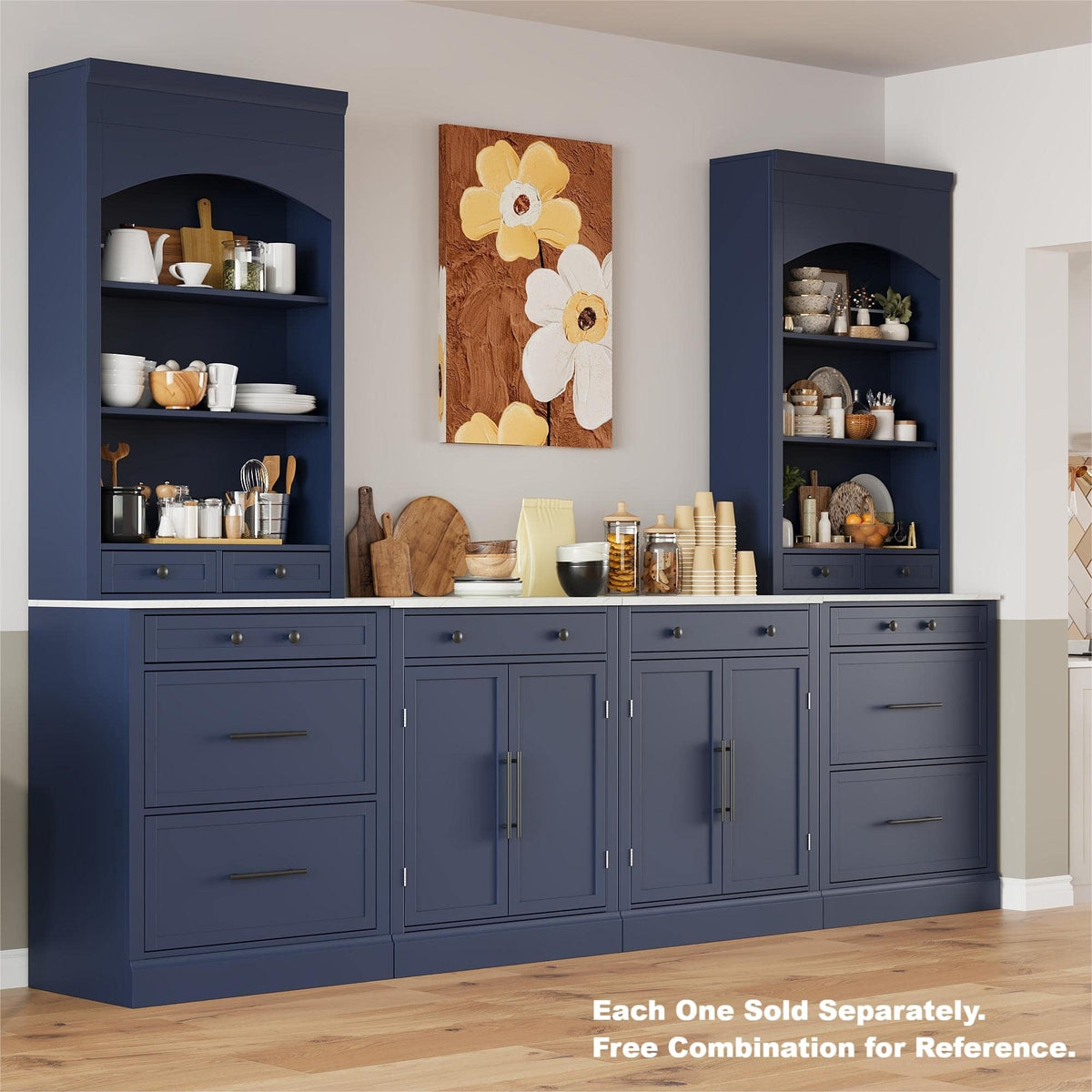 Modern 83.7inch High Kitchen Pantry, Freestanding Tall Kitchen Hutch