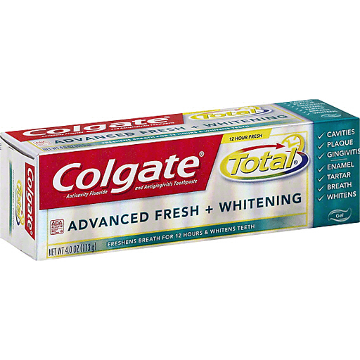 Colgate Total Toothpaste, Anticavity Fluoride And Antigingivitis, Advanced Fresh + Whitening, Gel